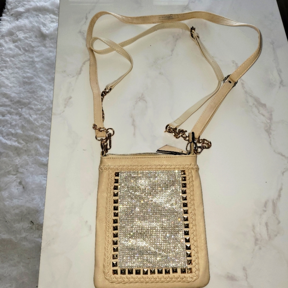 Beige sparkle cross body
